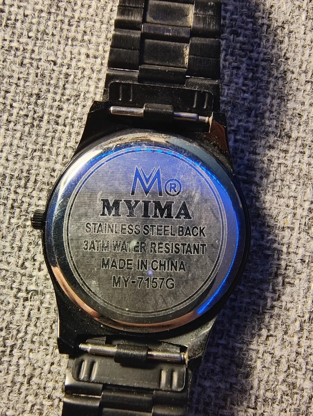 Myima Quartz Watch Black Dial Gold Markers Stainless Steel (Needs Battery)